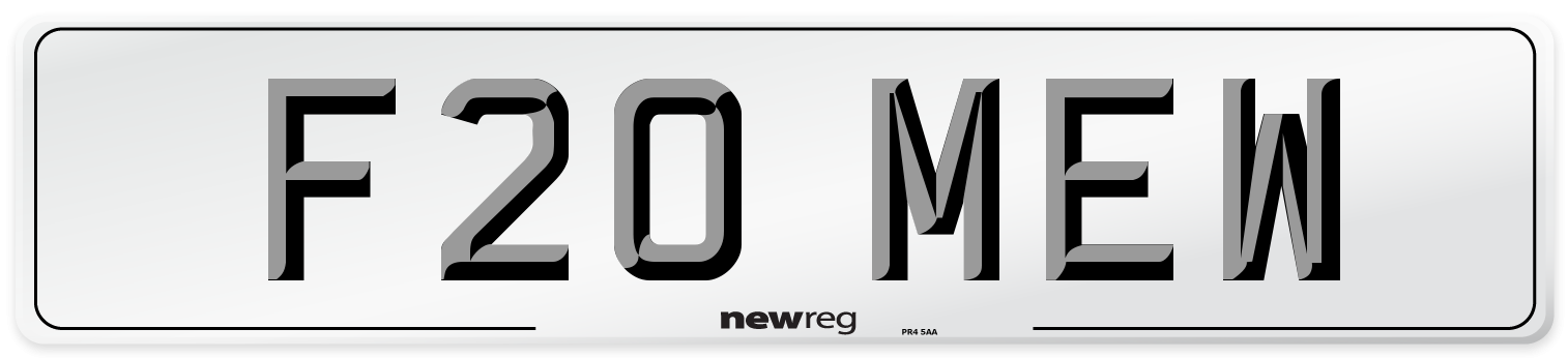 F20 MEW Number Plate from New Reg